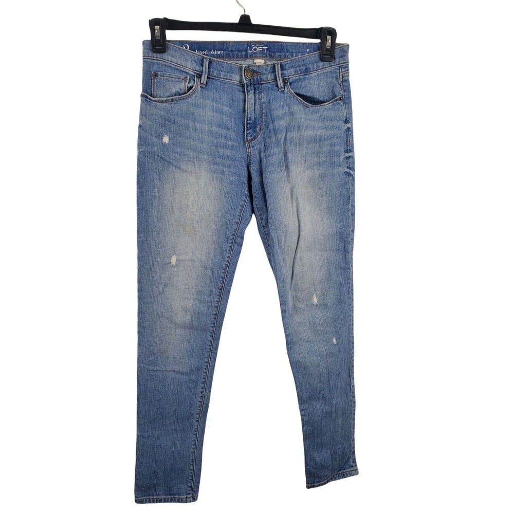 Ann Taylor Loft Jeans 2 Womens Relaxed Skinny Leg Mid Rise Light Wash Casual Bot